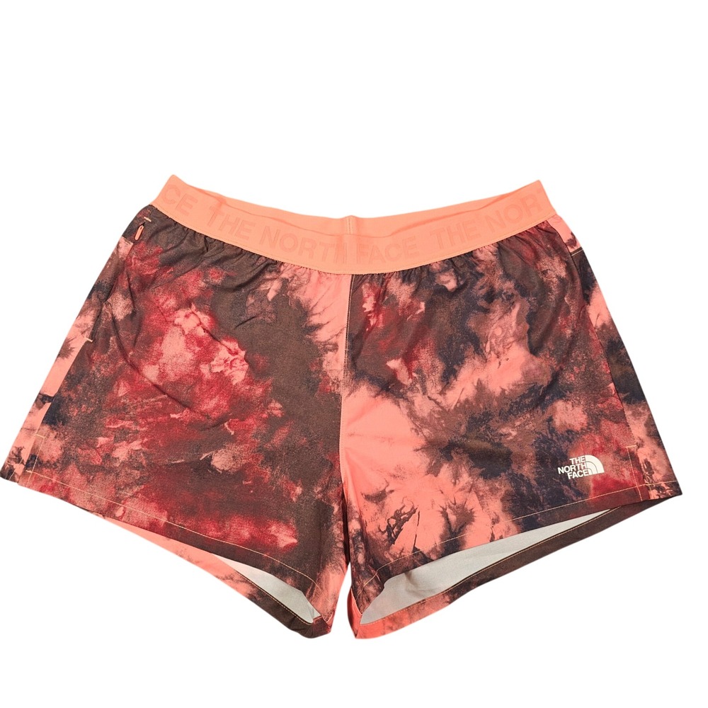 The North Face Womens Tie Dye Athletic Running Shorts Coral Burgundy Large